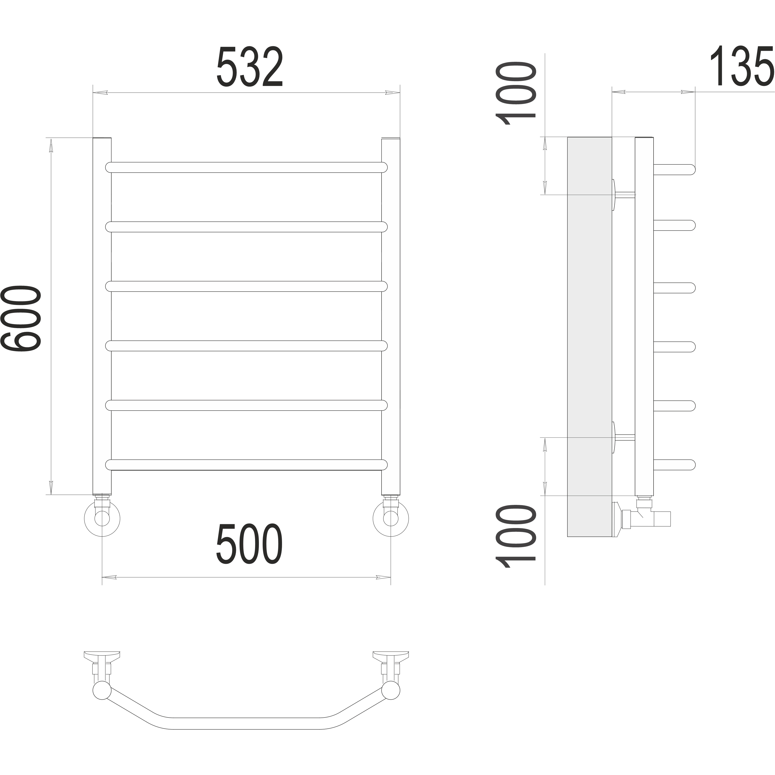 Полотенцесушитель TERMINUS Виктория 500х600мм купить в Томске