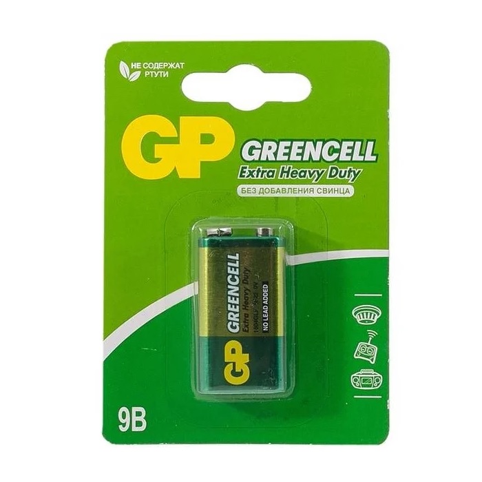 Батарейка GP Greencell 9V Крона 1604G 6F22 купить в Томске